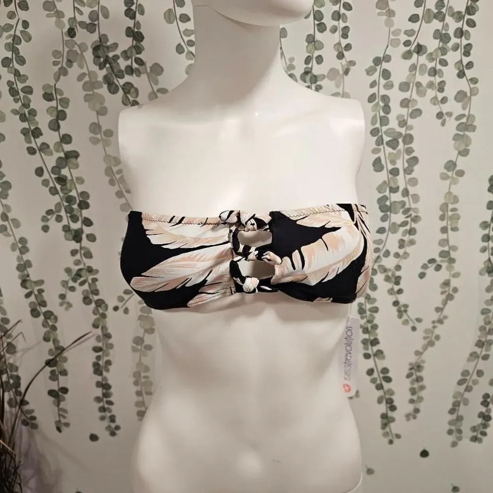Sisstrevolution Black and White Bandeau Swimsuit Size M